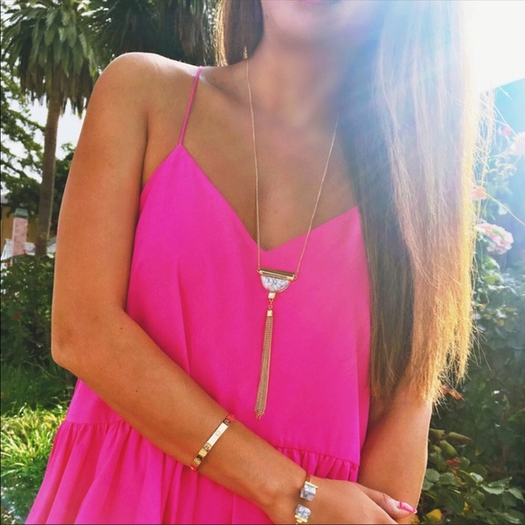 LAST ONE‼️ White Marble Stone Gold Plated Necklace - Picture 2 of 2